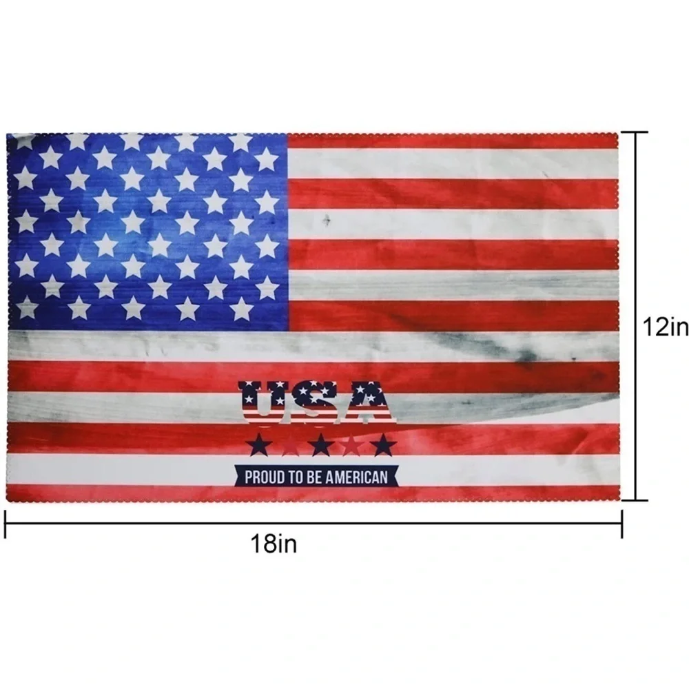 American Flag Placemats Set of 4, 4th of July Star and Stripe Non Slip